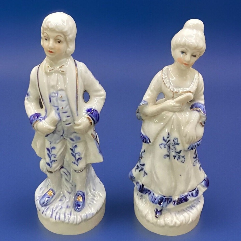 Vintage‎ Figurines Pair Victorian Man Woman FBIA Taiwan 6" Tall No Damage
